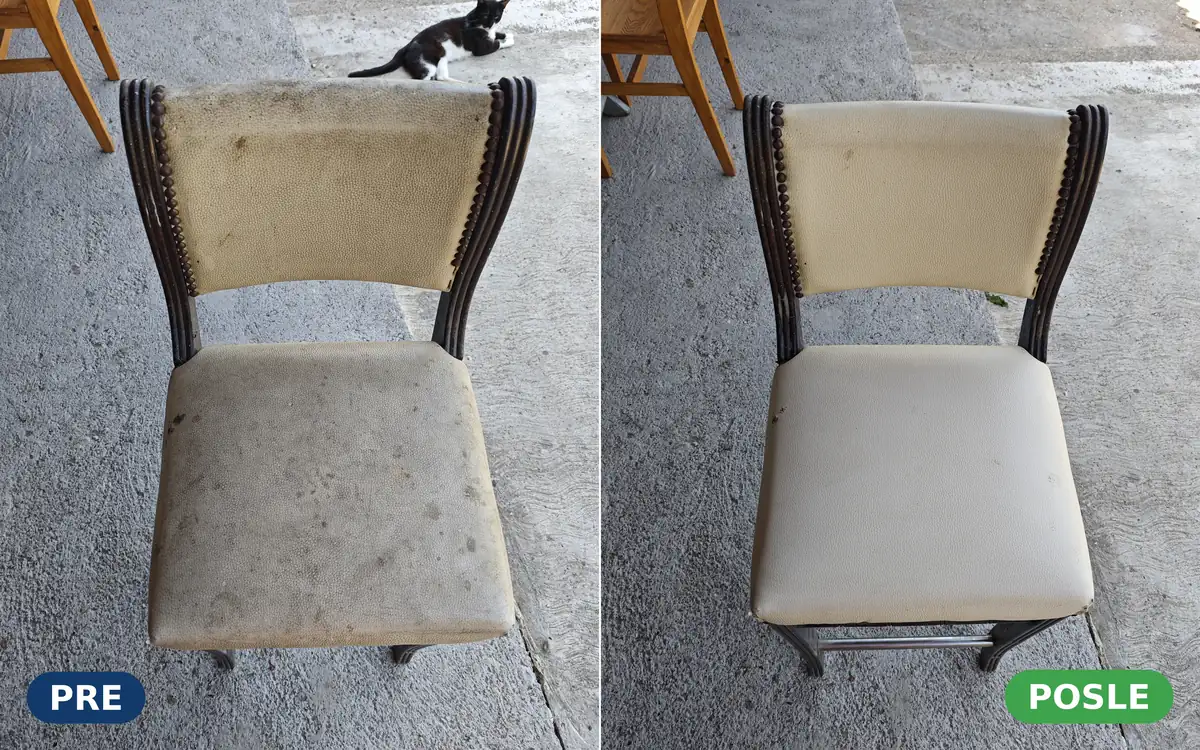Trpezarijska stolica pre i posle dubinskog pranja tapacirunga